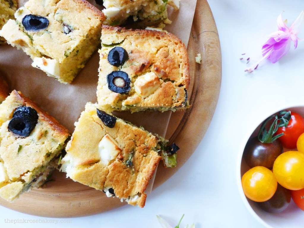 Feta, Olive & Coriander Corn Bread 1 - The Pink Rose Bakery