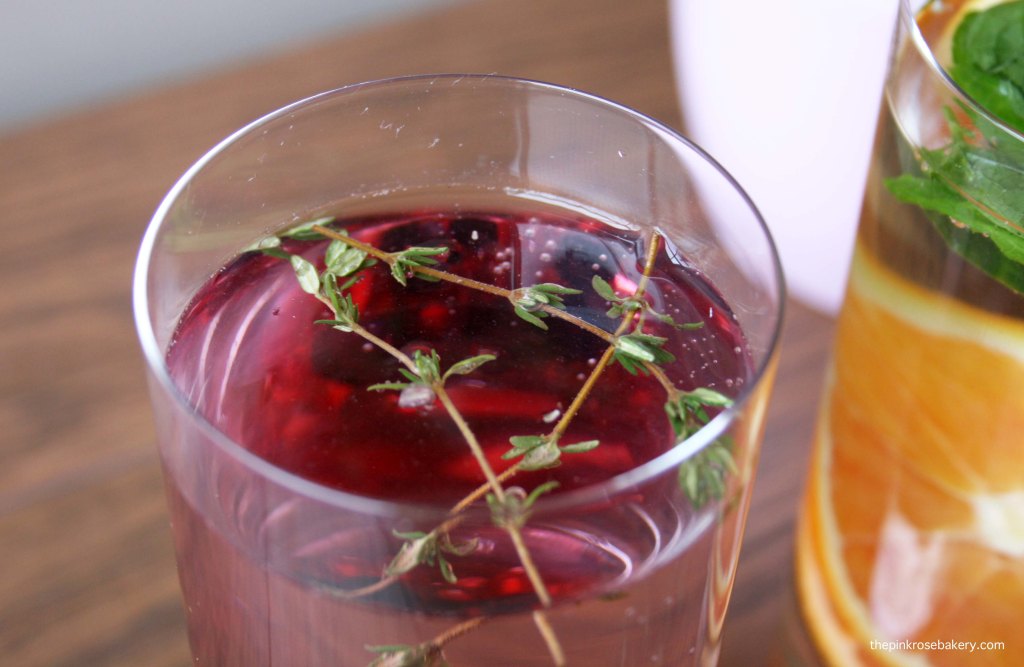 Infused Water - Pomegranate Blackcurrent Thyme | The Pink Rose Bakery