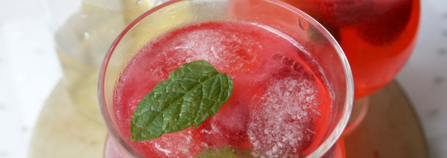 Raspberry Gin Cocktail - mint syrup, gin, muddled raspberries & tonic water | The Pink Rose Bakery