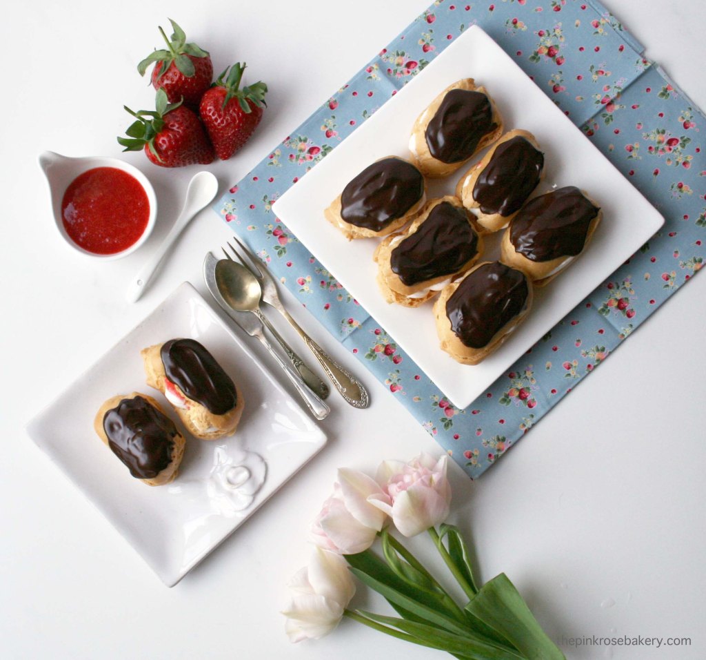 Strawberry Cream Choux Puffs (gluten free) | The Pink Rose Bakery