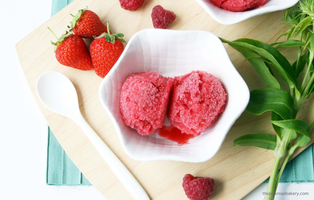 Raspberry & Strawberry Sorbet {gluten free & dairy free} | The Pink Rose Bakery