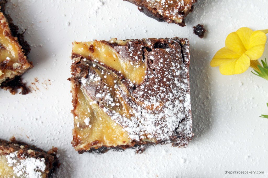 Chocolate Orange Marbled Cheesecake Brownies {gluten free} | The Pink Rose Bakery