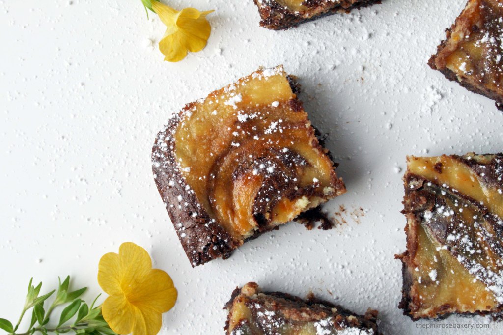 Chocolate Orange Marbled Cheesecake Brownies {gluten free} | The Pink Rose Bakery