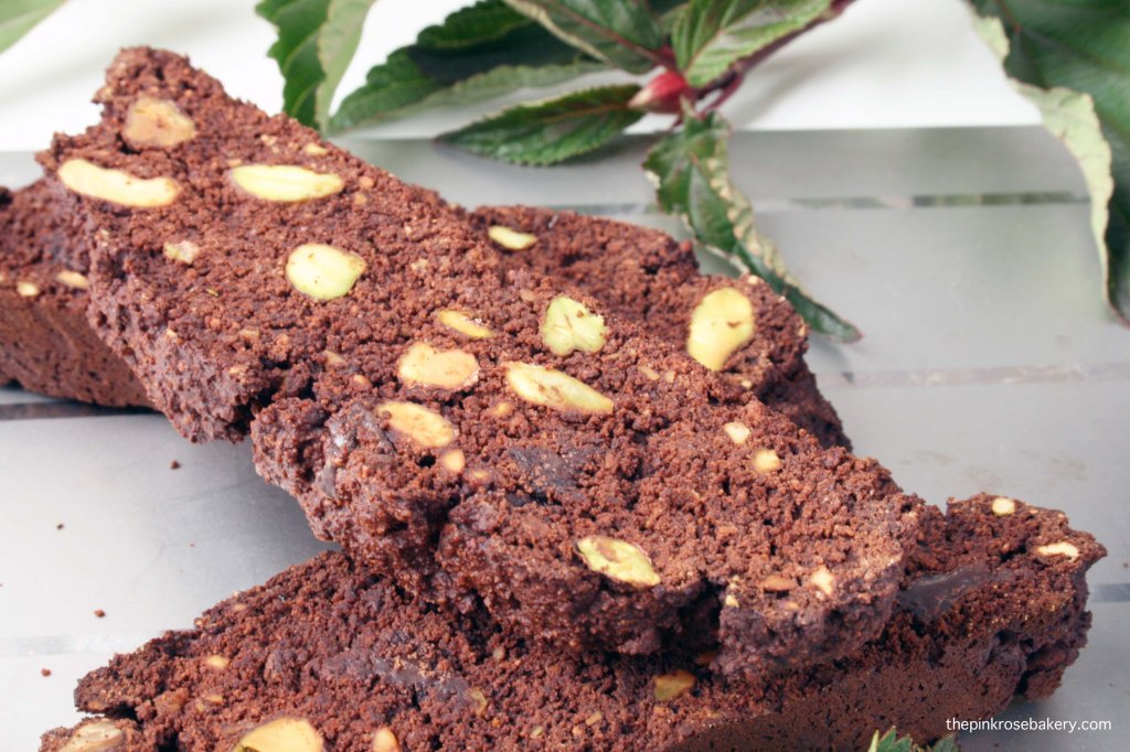 Chocolate & Pistachio Biscotti {gluten free & dairy free} | The Pink Rose Bakery